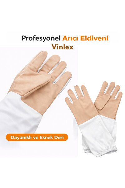 Aksaray Arıcılık Vinleks Arıcı Eldiveni Profesyonel Arıcılık Eldiveni Deri Avuç İçi Uzun Kol Arı Koruma Eldiven