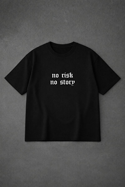 VODEXA Tricou oversize unisex NO RISK, imprimat, 100% bumbac, croială confort...