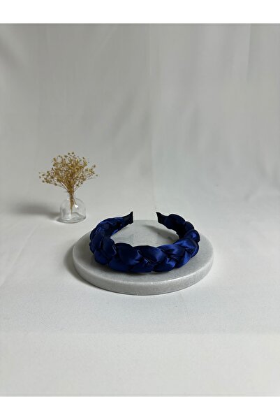 MegssStore ربطة شعر من الساتان المضفر باللون الأزرق الداكن