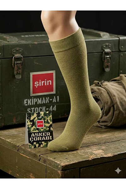 Şirin ERKEK UZUN ASKER ÇORABI | DİZ ALTI HAKİ ÇORAP 4 LÜ Paket