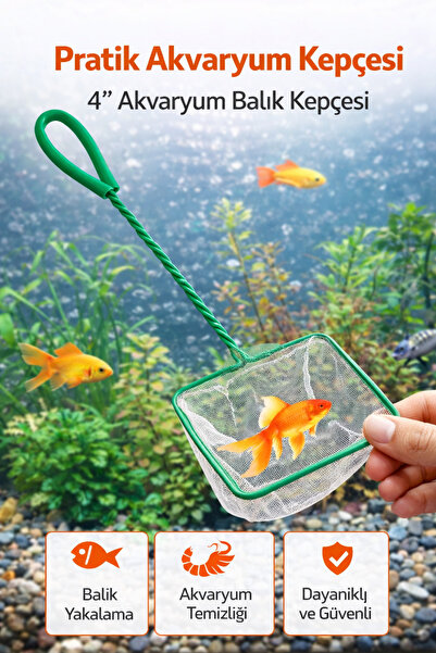Fish Net 4'' Akvaryum Balık Kepçesi – Dayanıklı Plastik Saplı Balık Yakalama ...
