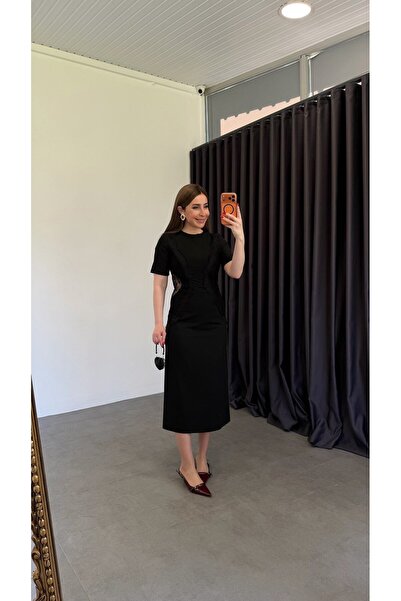 elif teke فستان فلات دانتيل ديتيل باللون الأسود