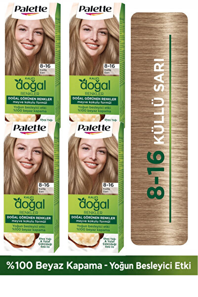 Palette Kalıcı Doğal Renkler 8-16 Küllü Sarı Saç Boyası 4'lü Paket