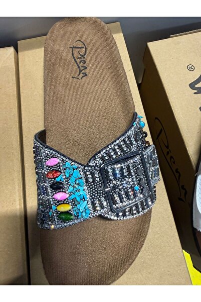 PLN SHOES Pienn 20050 Pedli Anatomical Comfortable Stones Beaded Women's Slipper