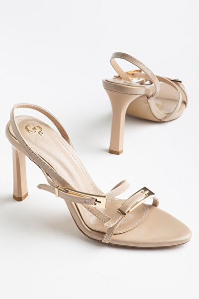 LEVONYA Γυναικείο μπεζ λουράκι Beliz Με αγκράφα Παπούτσι με τακούνι