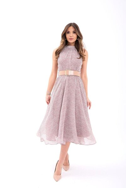 Hiccup Janes Halter Neck Belt Li Patterned Midi Dress