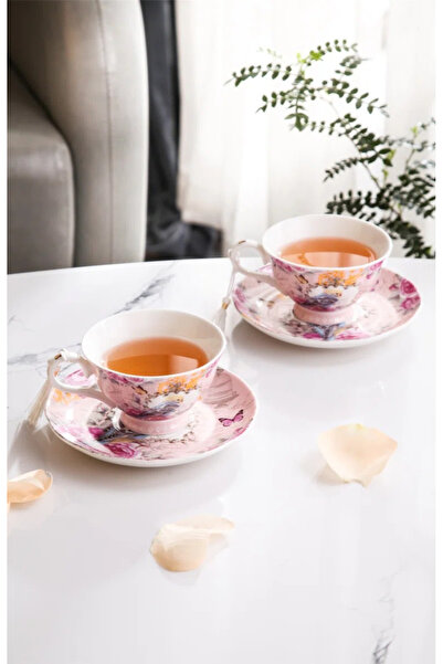 MyBalliStore Lily Manor Alhambra Bone China İngiliz Pembe 2'li Çay Fincanı Seti