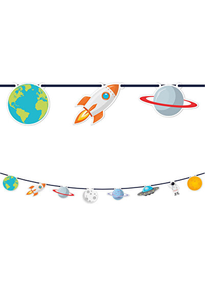 Procos Ghirlandă decorativă planete rachetă spațiu 2,3 ​​metri multicoloră