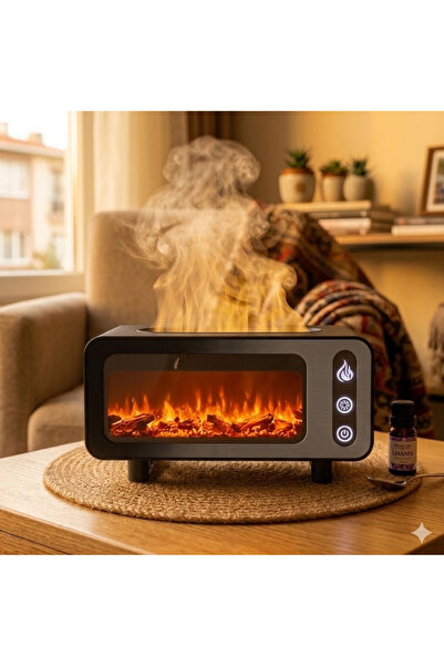 abnturk Aroma Difüzörü /Hava Nemlendiricisi,Huzur Verici Şömine Efekti Hava N...