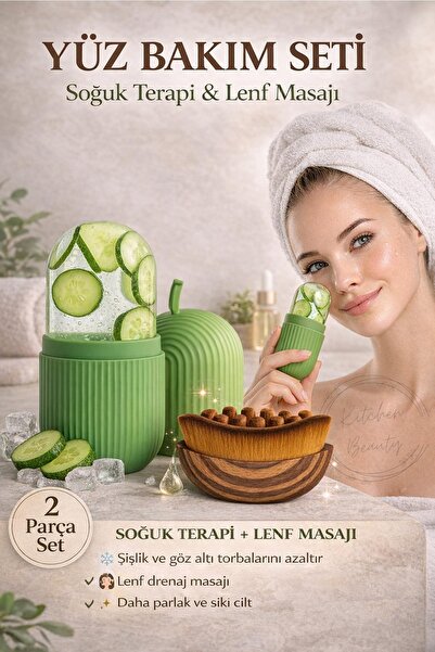 Kitchen Beauty Yüz Bakım Seti Lenf Drenaj Masaj Fırçası Ve Buz Küpü Yüz, Gözl...