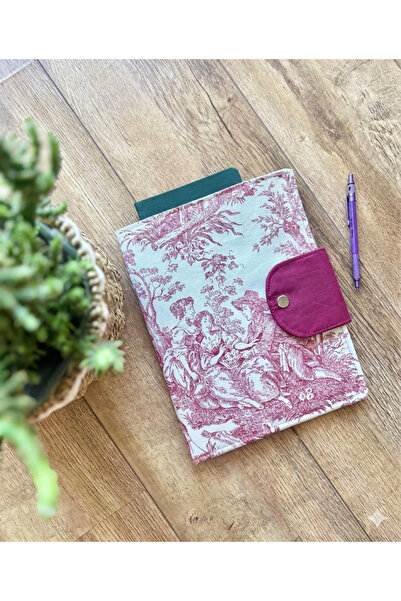 runa Fransız köylü desen mürdüm kitap&tablet kılıfı 22-28 cm ölçüsünde