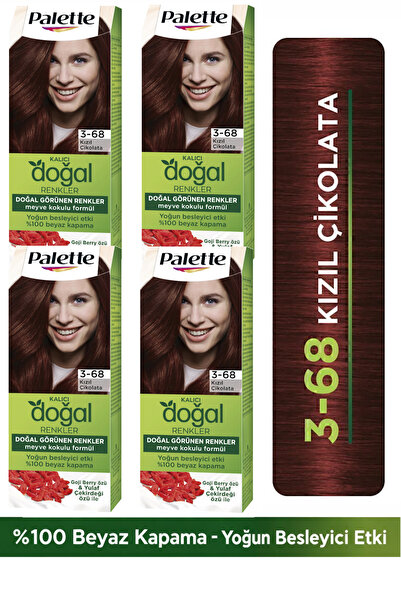 Palette Kalıcı Doğal Renkler 3-68 Kızıl Çikolata Saç Boyası 4'lü Paket