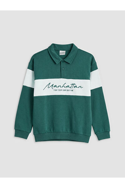 LC Waikiki Sweatshirt pentru băieți cu imprimeu Manhattan și guler tip Roba G...