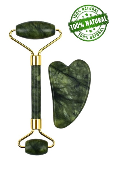 Kitchen Beauty Premium %100 Doğal Taş Masaj Aleti Ve Kalp Gua Sha Yüz Bakım T...