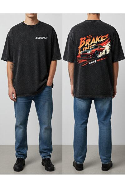 ship master Ανδρικό μαύρο μπλουζάκι oversized Drift Car με τύπωμα 100% Βαμβάκ...