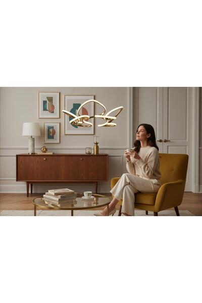 KELEBEK BÜYÜK GOLD LED AVİZE 3 RENK