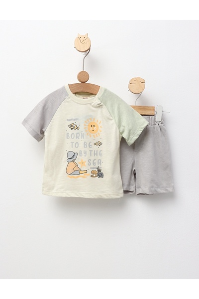 MiniKids Καλοκαιρινό σετ Born To Be By The Sea, γκρι-πράσινο