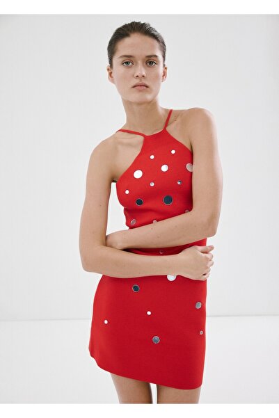 MANGO Woman Halter yaka triko elbise