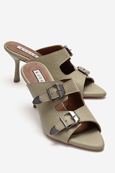 by selvi Lukka Shoes Γνήσιο Δέρμα Γυναικεία Pamela Avocado Buckle Detail Heel...