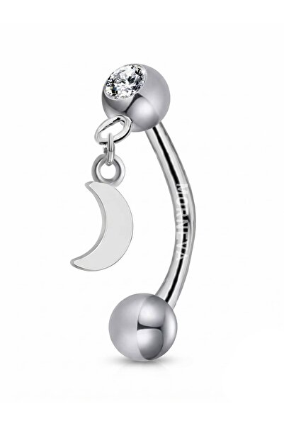 MORNEVA Ay Sallantılı Çelik Rook Piercingi 8mm (1 Adet)