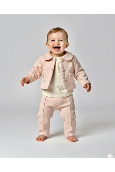 KapsülBebek Baby Girl 3-Piece Coat Set