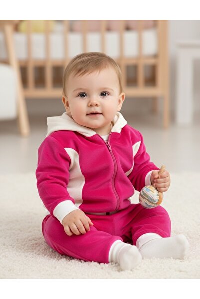 MiniKids Кадифе анцуг Румъния цикламен-бял