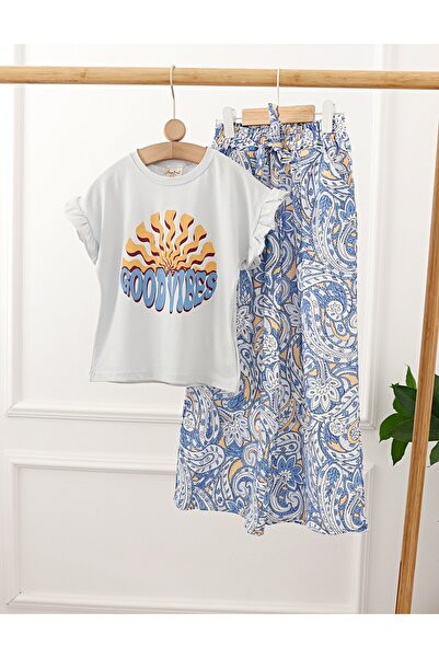 MiniKids Good Vibes summer set, gray-blue pattern