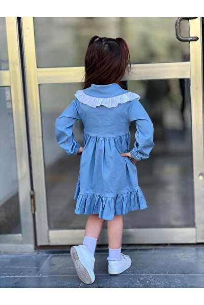 STAR GOGO KİDS CHERRY EMBROIDERED DENIM DRESS