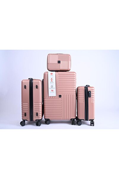 MAC CENTER 4-piece hard-shell luggage set, grey – TSA lock – 360° wheels