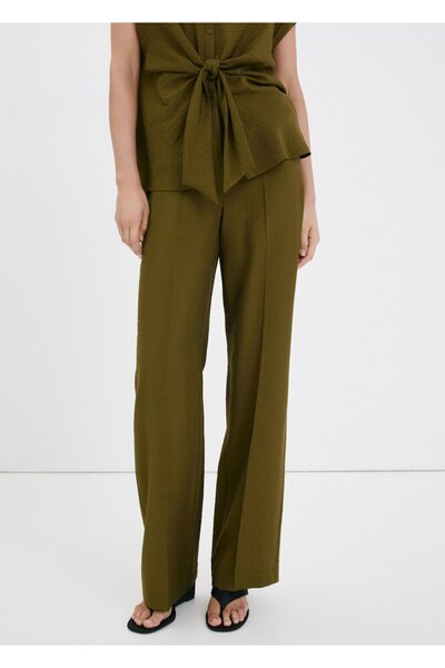 MANGO Woman Düz kesim orta belli pantolon