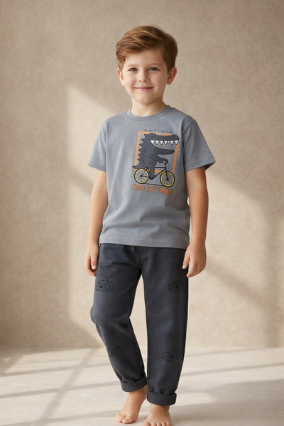 Zekalya Dečačko odelo Crocovibes Štampano 100% pamuk Majica i pantalone - Siva