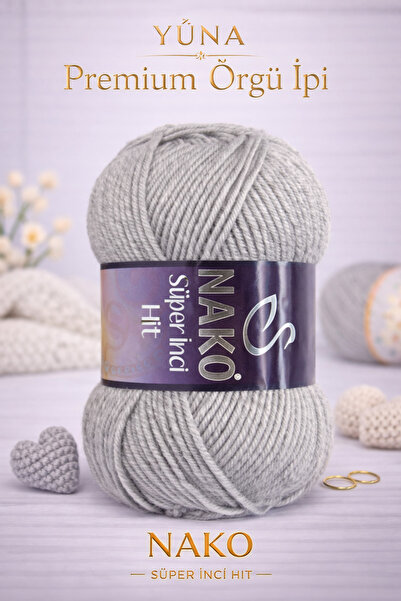 NAKO Super İnci Hit Y Wool Hand Knitting Yarn 195 Light Gray