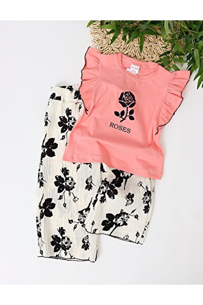 MiniKids Καλοκαιρινό σετ, τριαντάφυλλα, ροζ-λευκό μοτίβο