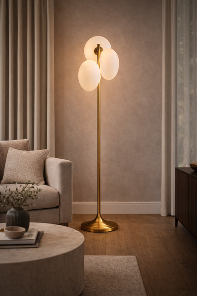 Vinner Atelier Liora Modern Lambader – Bronz Metal Gövdeli 3 Opal Cam Başlıkl...