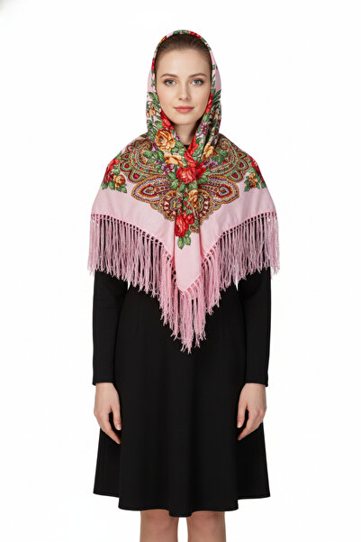 Bidani - Blush Folk Shawl – Floral Pattern