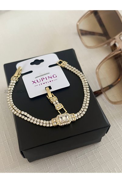 SERAMOR XUPING 14K altın renkli Baget taşlı lüx ışıltı bileklik (17+2cm)