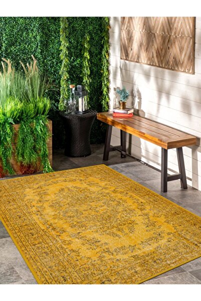 Aybek Home Vintage Desenli Baskılı Yıkanabilir Dokuma Taban Kaymaz Halı Salon...