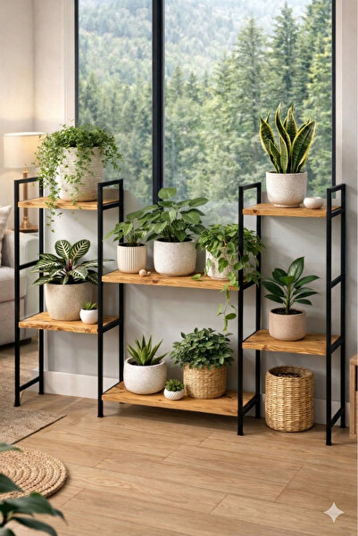 PEKA Saksılık Metal Çiçeklik Saksı Standı Çok Katlı Bitki Rafı Balkon ve Bahç...