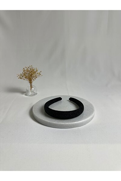 MegssStore Siyah İnce Bombeli Simli Taç Saç Bandı