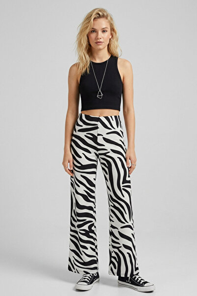 EFFE Comfortable Fit High Waist Wide-Leg Viscose Mix Women's Trousers