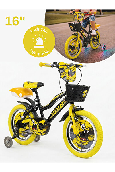 Mach 16 Jant Viva Işıklı Destek Tekerlekli Çocuk Bisikleti 4-7 Yaş Sarı Şişme...