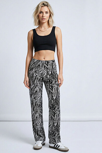 EFFE Comfortable Fit High Waist Wide-Leg Viscose Mix Women's Trousers