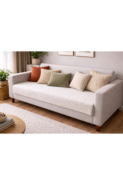 MER HOME غطاء مقعد ثلاثي المقاعد (قطعة واحدة) من سلسلة منقوش وبري فقط غطاء لم...