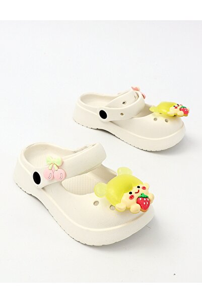 MiniKids Παντόφλες από αφρώδες υλικό και Jibbtz Little Girl White