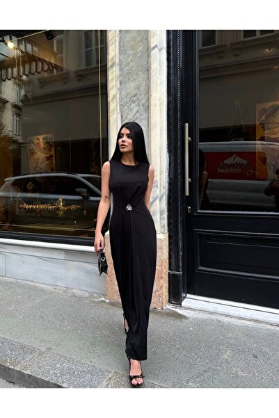 MBK Fashion Kadın Taş Detaylı Uzun Abiye Elbise – Zarif Davet ve Özel Gün Elb...