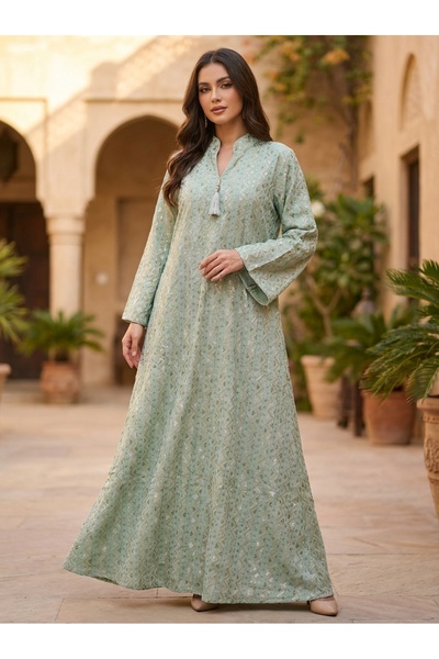 Finelook Women’s Green Embroidered Maxi Dress