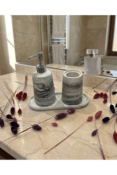 ALPİ HOME mermer desenli 3 lü banyo takımı