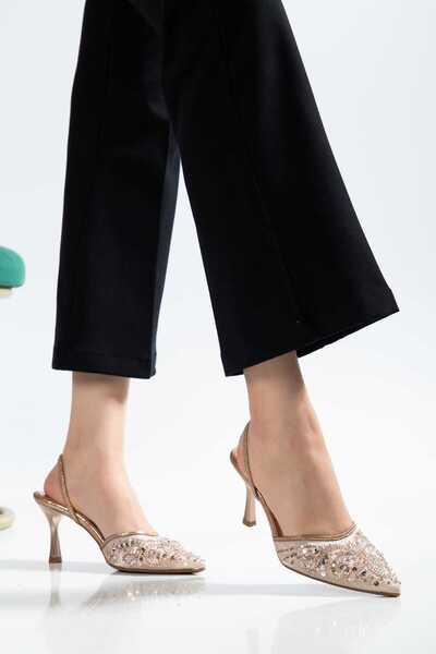 Satenora Seralya Kadın Boncuklu İnce Topuklu Ayakkabı