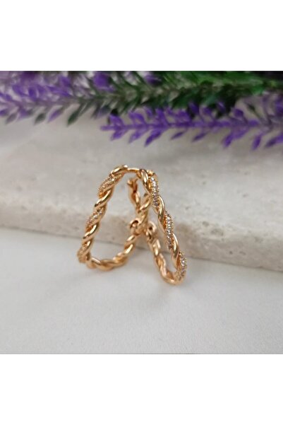 LENTE AKSESUAR Xuping Vip Series Zircon Stone Oval Twist Earrings