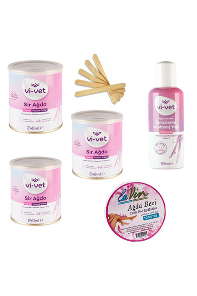 Vi-vet 6LI SET 3 ADET SİR AĞDA PUDRALI + VİTAMİN E TEMİZLEME YAĞI + 10M AĞDA ...